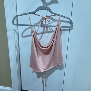 Pink Cowl Neck Halter Top